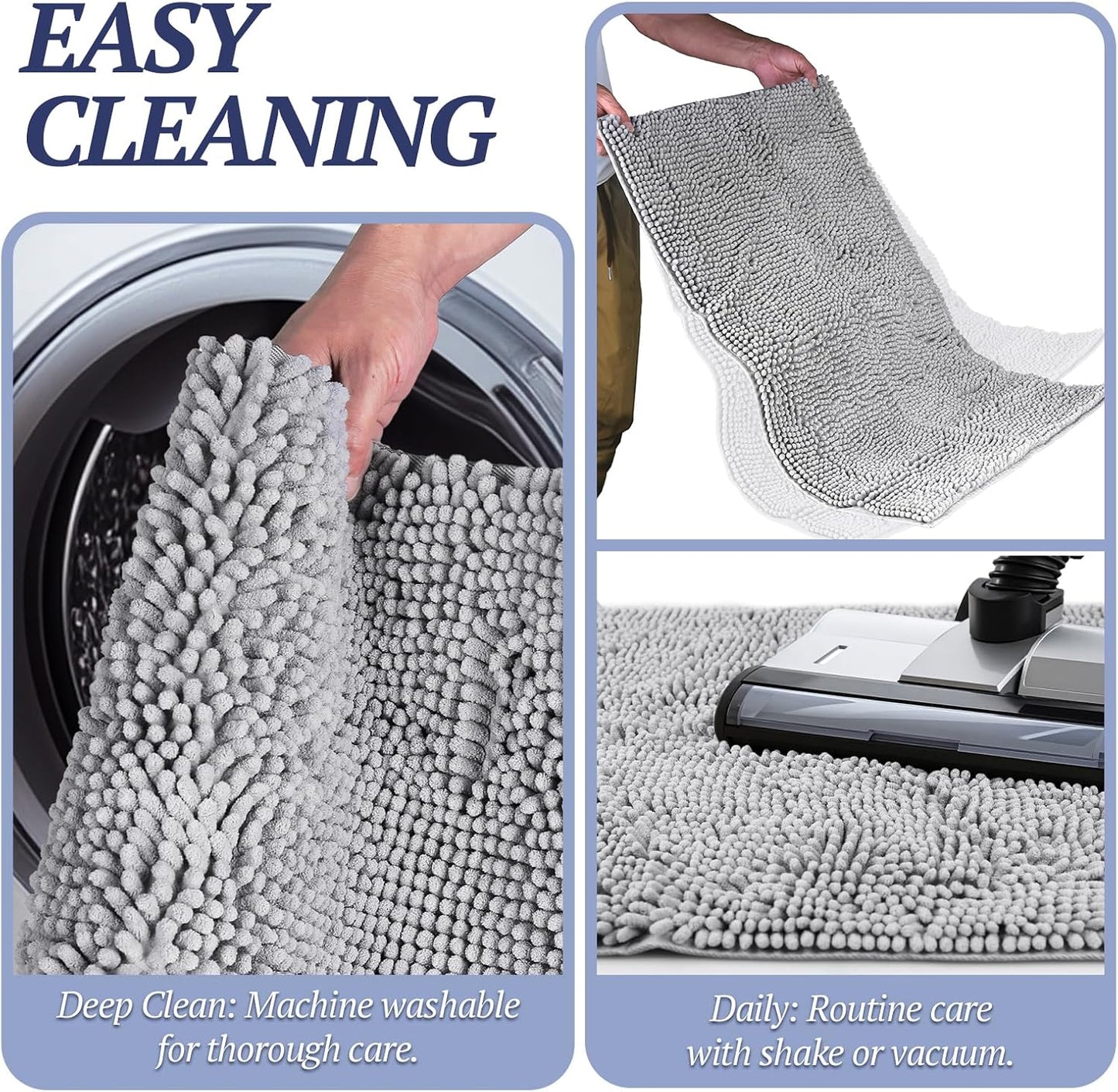 Ultra-Absorbent Dog Door Mat – Washable Chenille Mud Rug with Waterproof Non-Slip Backing (31" × 20", Navy Blue)