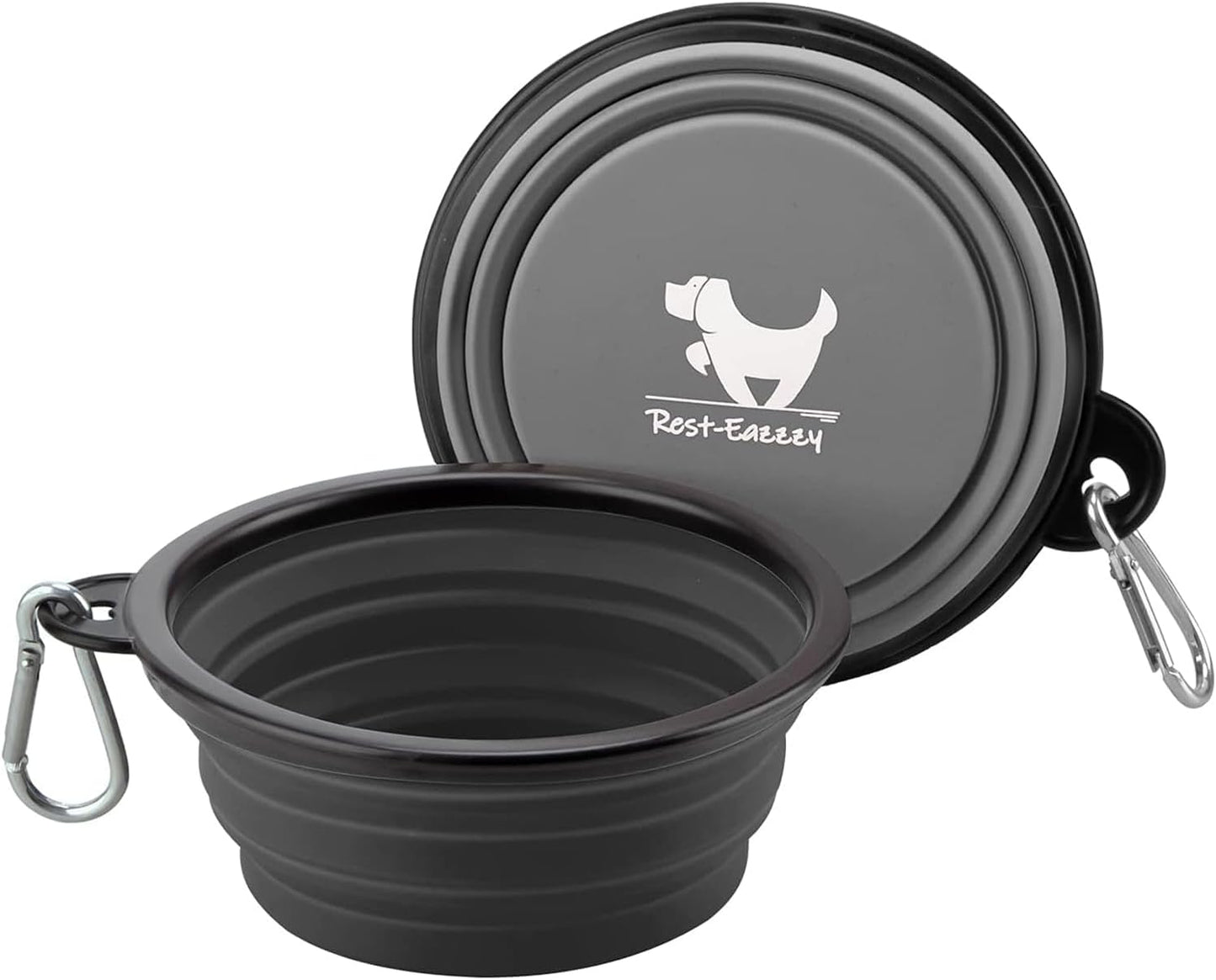 Collapsible Travel Dog Bowls (2-Pack) – BPA-Free Foldable Silicone Pet Food & Water Bowls with Carabiners