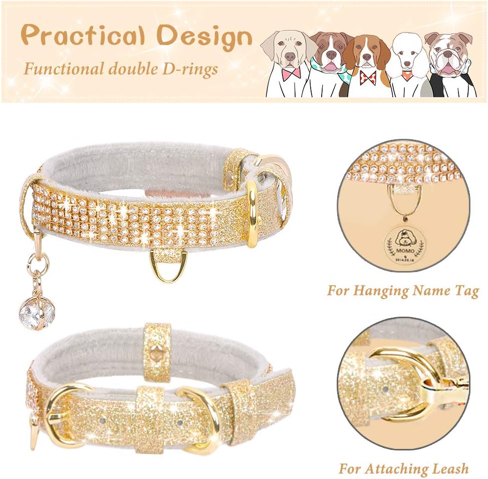 Luxury Rhinestone Pet Collar – Premium PU Leather Adjustable Dog & Cat Collar with Crystal Pendant