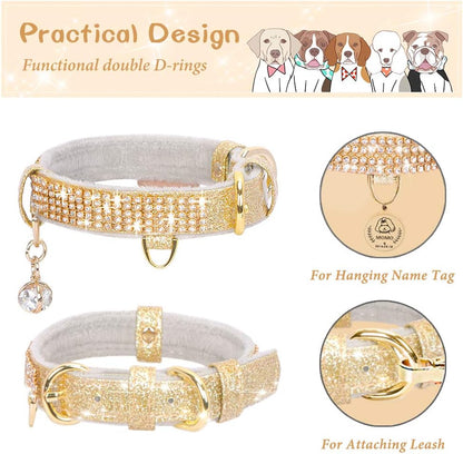 Luxury Rhinestone Pet Collar – Premium PU Leather Adjustable Dog & Cat Collar with Crystal Pendant