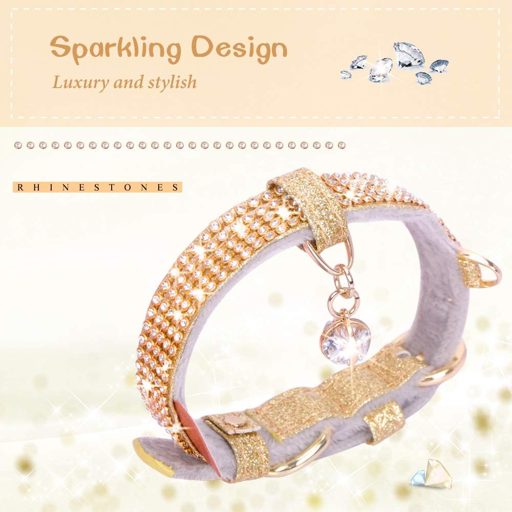 Luxury Rhinestone Pet Collar – Premium PU Leather Adjustable Dog & Cat Collar with Crystal Pendant