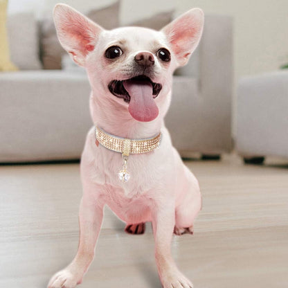 Luxury Rhinestone Pet Collar – Premium PU Leather Adjustable Dog & Cat Collar with Crystal Pendant