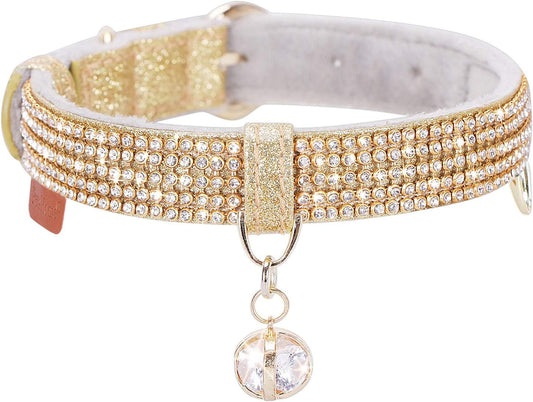 Luxury Rhinestone Pet Collar – Premium PU Leather Adjustable Dog & Cat Collar with Crystal Pendant