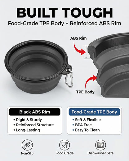 Collapsible Travel Dog Bowls (2-Pack) – BPA-Free Foldable Silicone Pet Food & Water Bowls with Carabiners