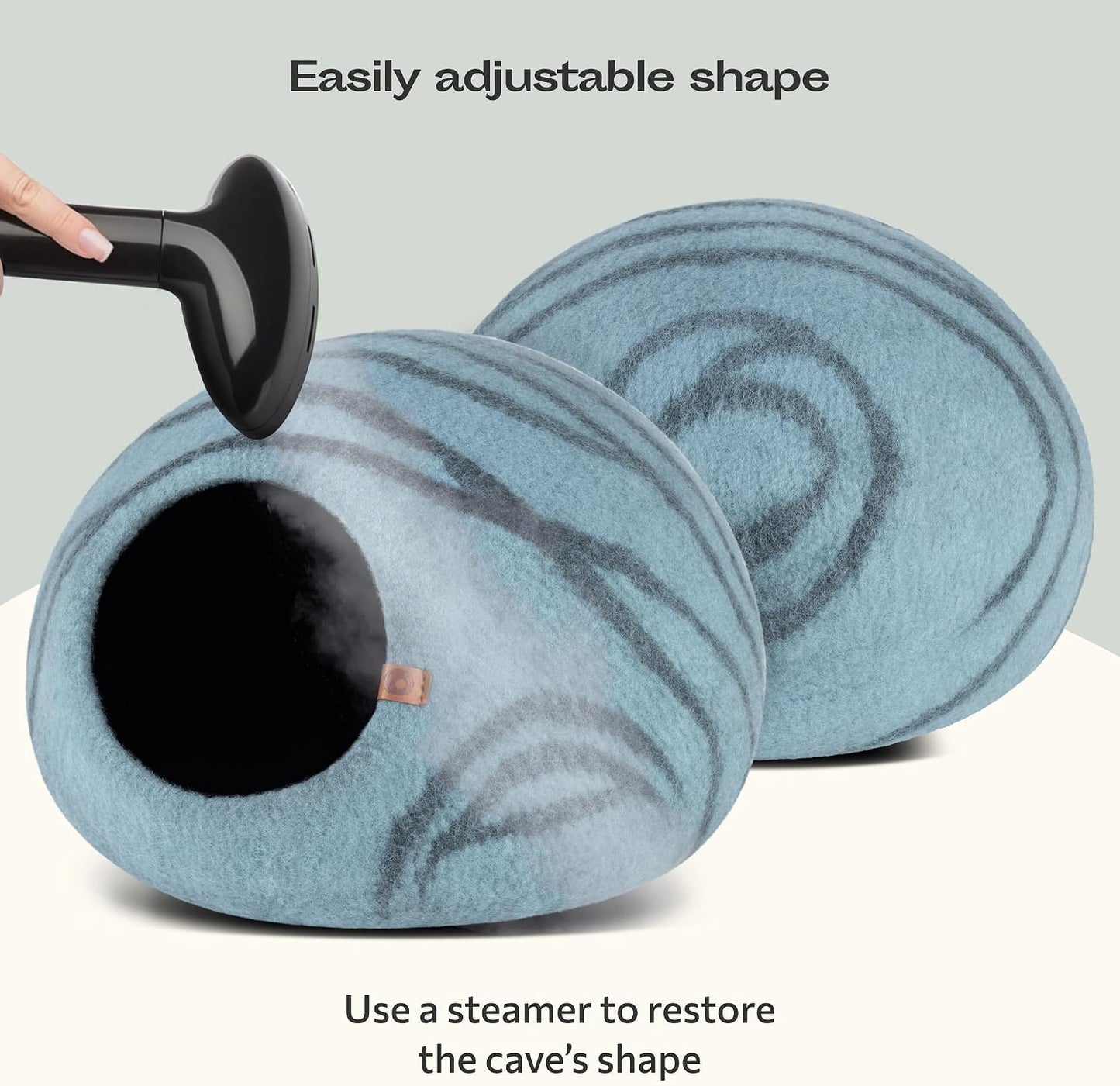 Handmade Merino Wool Cat Cave Bed – Premium Felt Cat Hideaway for Indoor Cats (Aquamarine)