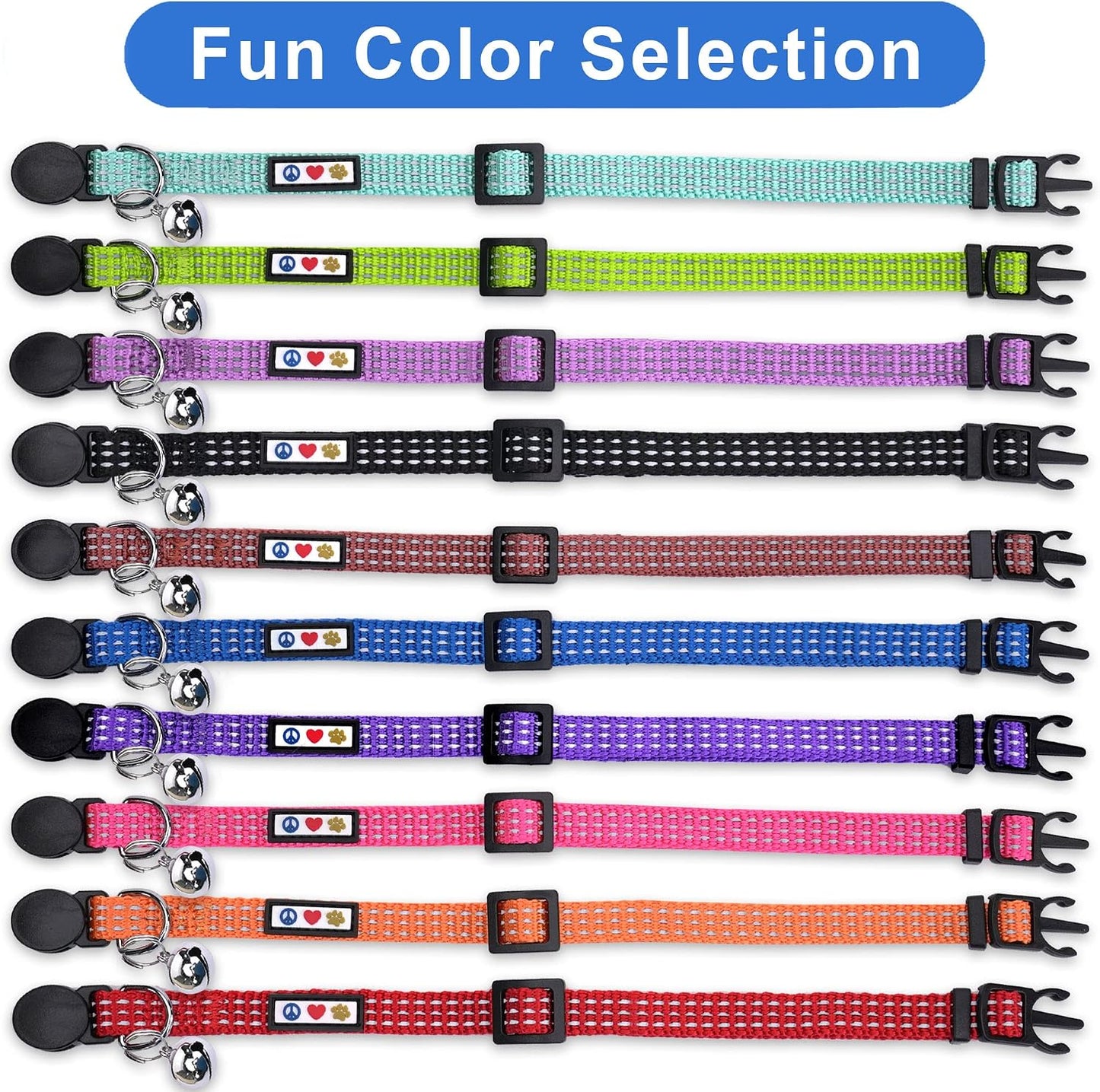 Reflective Breakaway Cat Collar – Adjustable Safety Collar with Removable Bell