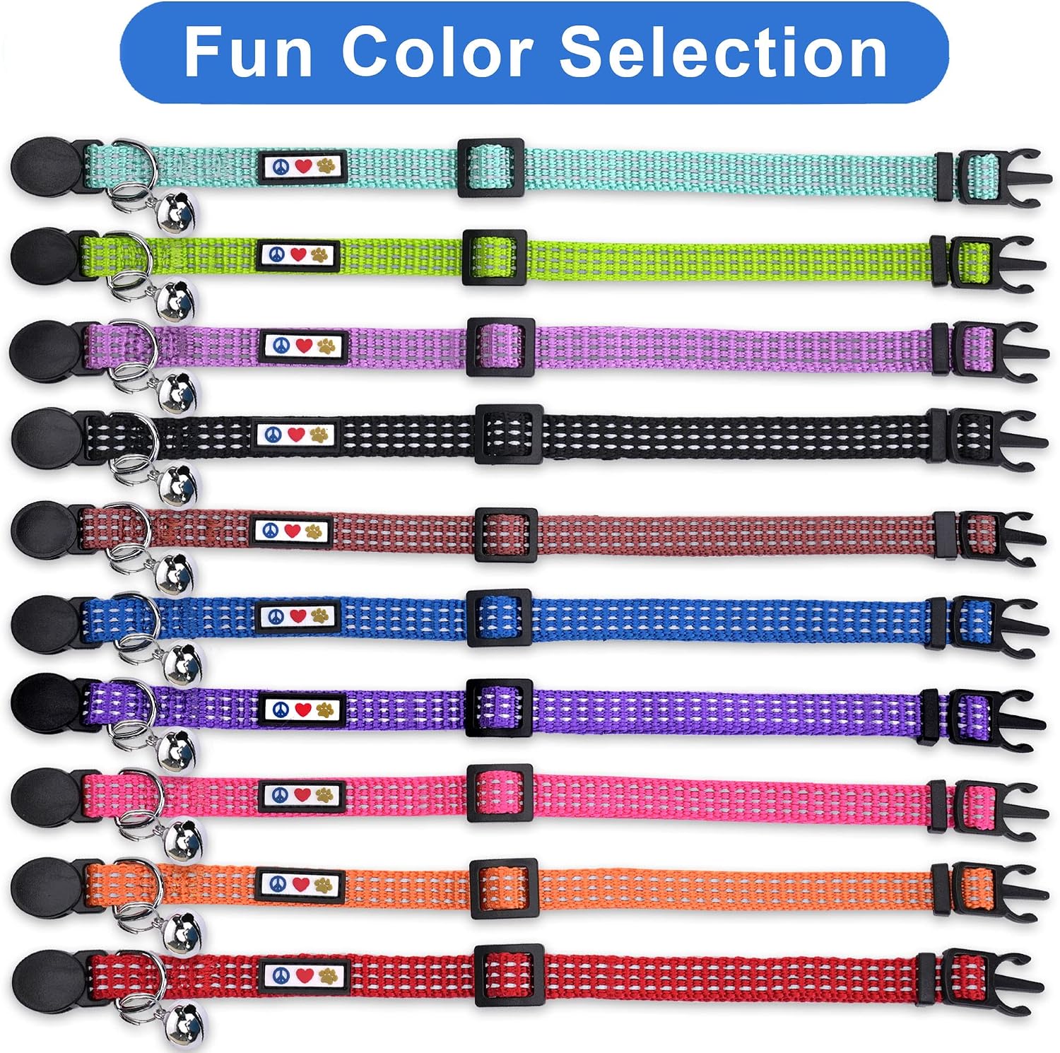 Reflective Breakaway Cat Collar – Adjustable Safety Collar with Removable Bell