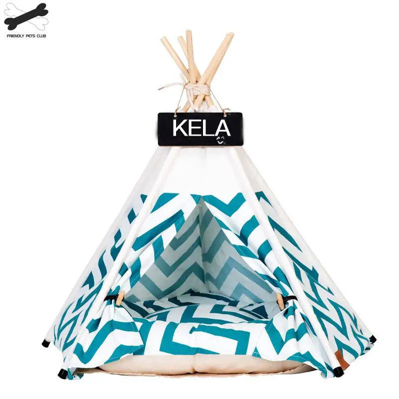Portable Pet Teepee Tent Bed – Cozy Indoor & Outdoor Cat & Dog House with Plush Cushion