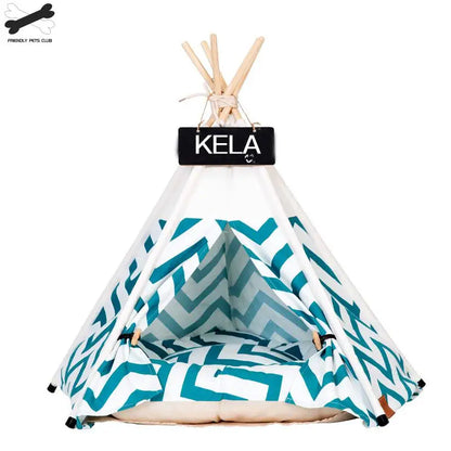 Portable Pet Teepee Tent Bed – Cozy Indoor & Outdoor Cat & Dog House with Plush Cushion