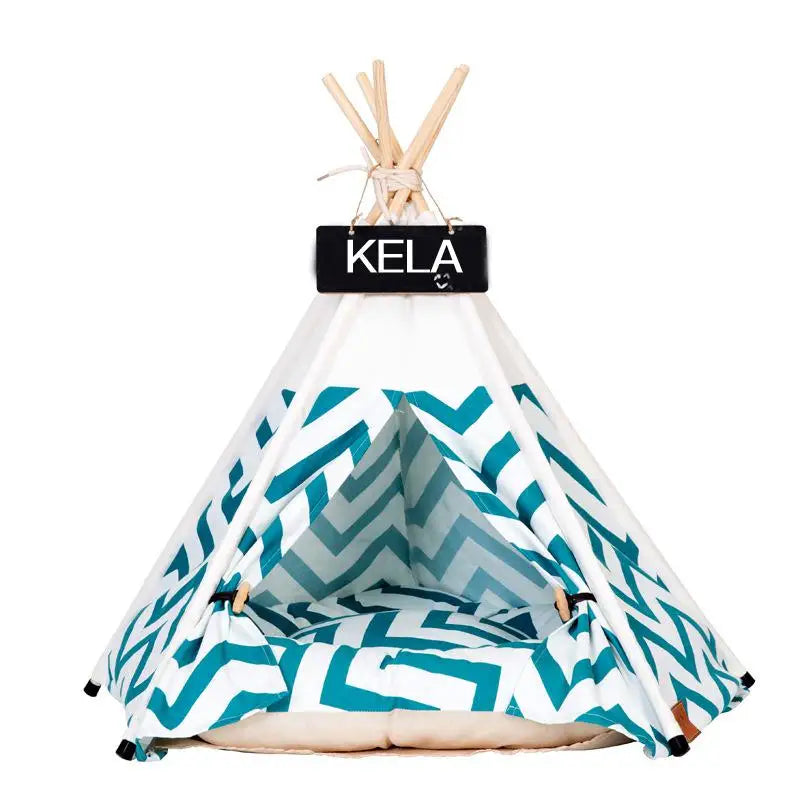 Portable Pet Teepee Tent Bed – Cozy Indoor & Outdoor Cat & Dog House with Plush Cushion