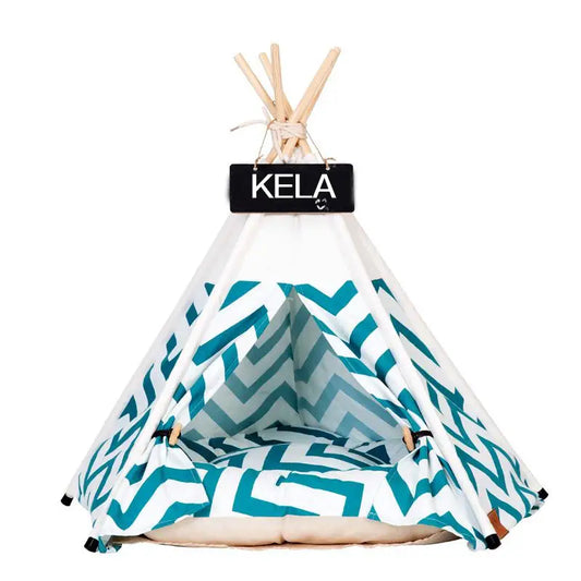 Portable Pet Teepee Tent Bed – Cozy Indoor & Outdoor Cat & Dog House with Plush Cushion
