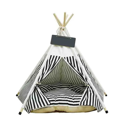 Portable Pet Teepee Tent Bed – Cozy Indoor & Outdoor Cat & Dog House with Plush Cushion
